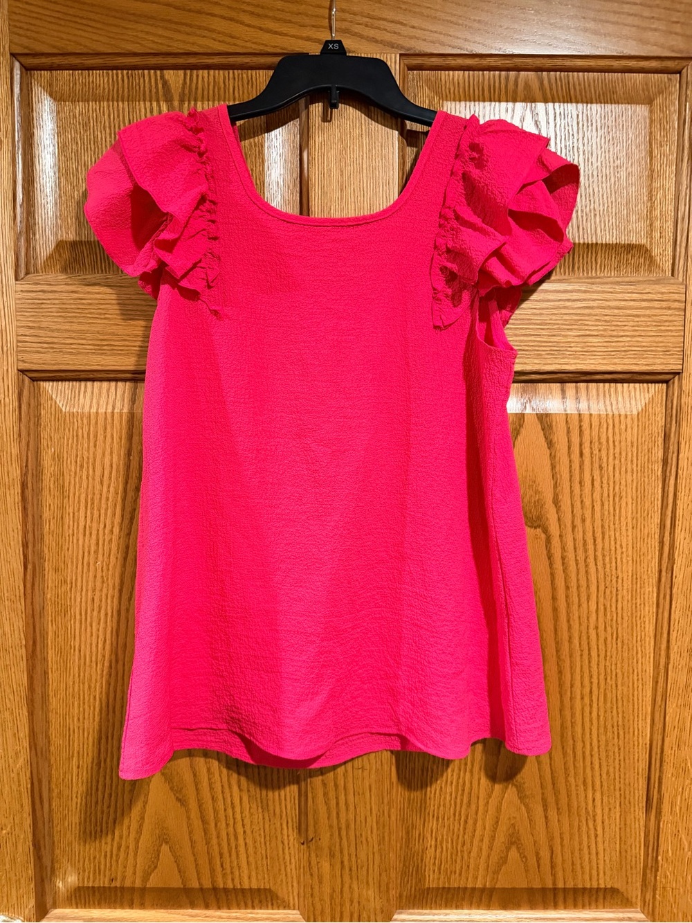 Women's Ruffle Sleeve Bow-Back Top in Raspberry Pink - Picture 2 of 6